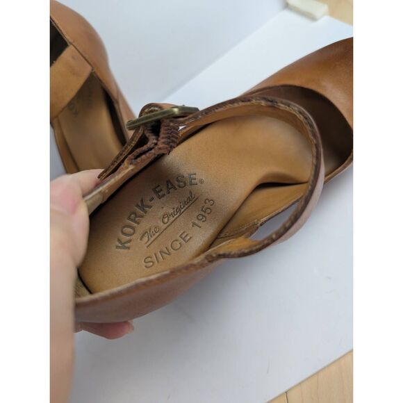 Kork-Ease Priscilla Tan leather platform Mary Jane pump heels womens 5 - Picture 6 of 10
